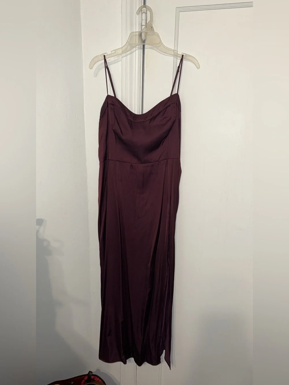 Abercrombie & Fitch Burgundy Satin Maxi Slip Dress